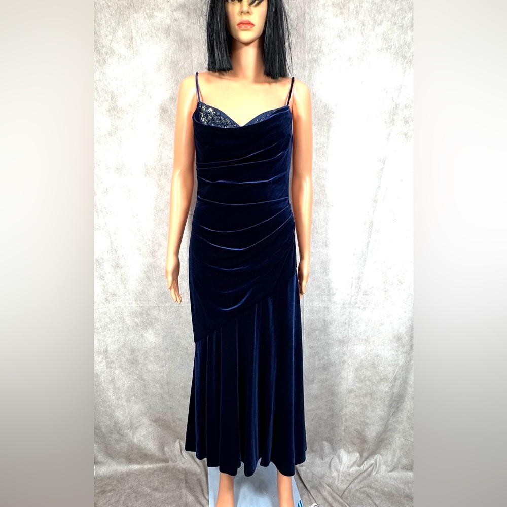Theia Blue Ruched Asymmetrical Cocktail Dress
